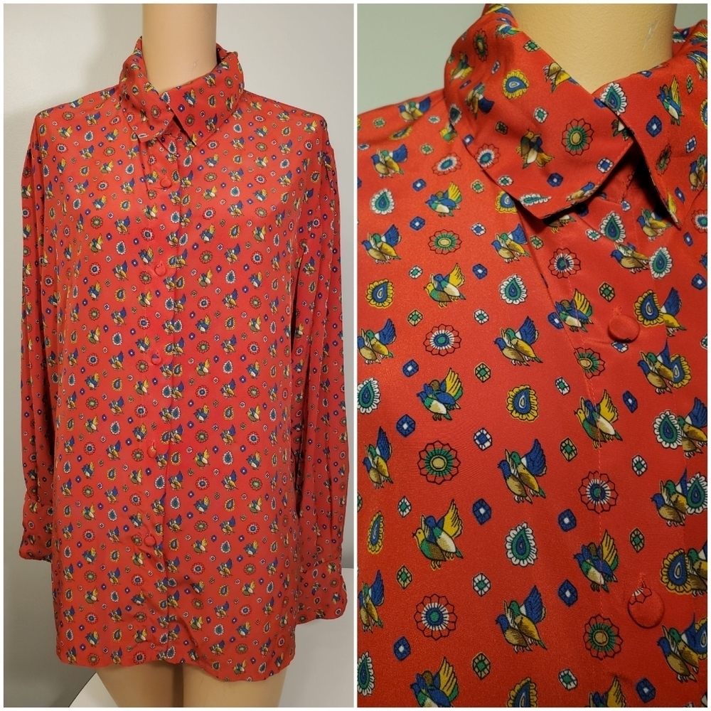 Vintage CHAUS WOMAN Red Button Up Blouse